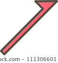 A simple illustration of a red arrow rising to the right 111306601