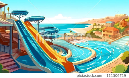 在水上樂園享受夏日娛樂,享受波光粼粼的水滑梯和海景 No.001 AI 生成影像 在水上樂園享受夏日娛樂,享受波光粼粼的水滑梯和海景 No.001 AI 生成影像 111306719