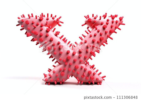 Letter X made of virus cells on white background. 111306848