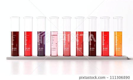 Blood tube with red liquid isolated 111306890