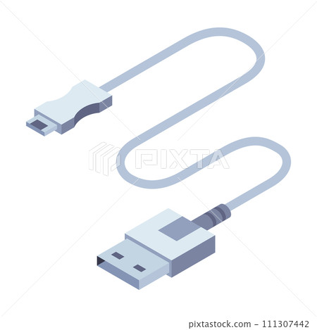Charger isometric icon. USB socket plug in. Mobile phone charger, charging equipment. Vector illustration for web design isolated on white background Charger isometric icon. USB socket plug in. Mobile phone charger, charging equipment. Vector illustration for web design isolated on white background 111307442