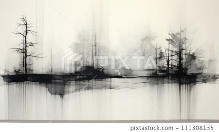 Light gauze ink painting, landscape imagery, white space, minimalism, x-ray, transparent gauze, organza Light gauze ink painting, landscape imagery, white space, minimalism, x-ray, transparent gauze, organza 111308135