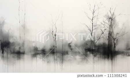 Light gauze ink painting, landscape imagery, white space, minimalism, x-ray, transparent gauze, organza Light gauze ink painting, landscape imagery, white space, minimalism, x-ray, transparent gauze, organza 111308241