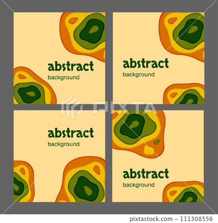 Set square Background paper cut. Vector Abstract Banner with shapes in yellow, orange, green colors. Set square Background paper cut. Vector Abstract Banner with shapes in yellow, orange, green colors. 111308556