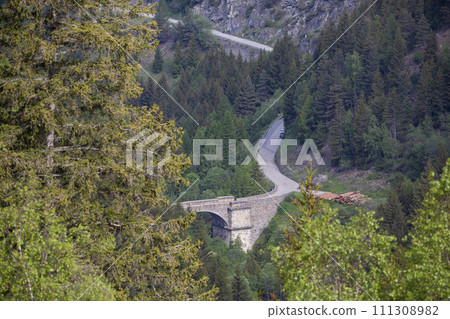 Old Ganter Bridge, the old road to the Simplon Pass in Valais Switzerland 111308982
