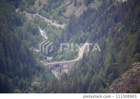 Old Ganter Bridge, the old road to the Simplon Pass in Valais Switzerland 111308983