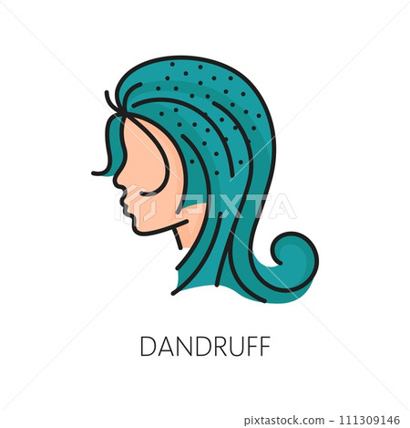 Hair care, dandruff treatment linear color icon. Haircare cosmetology, bathroom cosmetics thin line pictogram, hair health treatment product or woman beauty outline vector symbol or icon 111309146