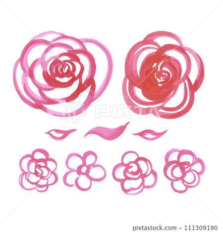 Hand drawn watercolor abstract poppy flowers bouquet isolated on white background. Can be used for scrapbook, label and other printed products. 111309190