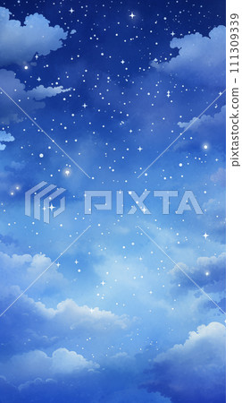 手绘卡通唯美的夜晚天空插画背景 111309339