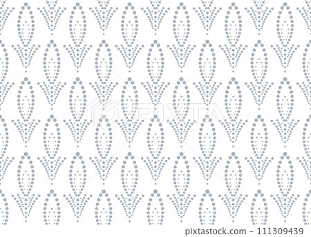 Flower geometric pattern. Seamless vector background. White and gray ornament. Ornament for fabric, wallpaper, packaging. Decorative print. Flower geometric pattern. Seamless vector background. White and gray ornament. Ornament for fabric, wallpaper, packaging. Decorative print. 111309439