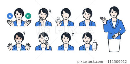 Young business woman simple vector icon illustration set material 111309912