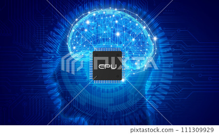 Blue cyber digital background image with artificial intelligence 111309929