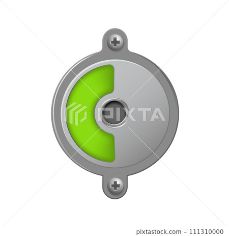 Toilet or restroom locks green and red round metal isolated on white. Occupied and Free. Regular public restroom door mechanism indicating. Vector 111310000