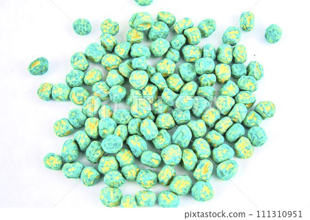 Dried pea seeds. Close-up on a white background Dried pea seeds. Close-up on a white background 111310951