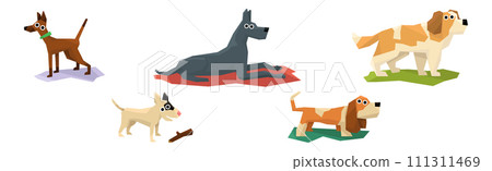 Different Dog Pet Breeds Flat Icon Vector Set 111311469