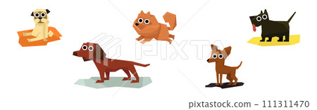 Different Dog Pet Breeds Flat Icon Vector Set 111311470