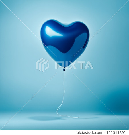 Blue color Heart shaped balloons isolated on Blue background 111311891