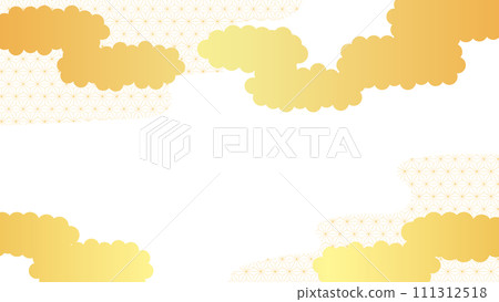 Illustration background material of golden clouds and Japanese pattern haze New Year material 111312518