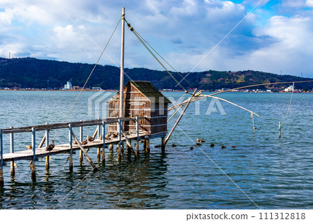 Lake Togo's four-handed net and guard hut Lake Togo's four-handed net and guard hut 111312818