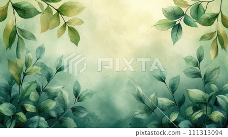 Serene Green Leaf Illustration 111313094
