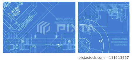 Engineering illustration set. Cover, flyer, banner, background 111313367