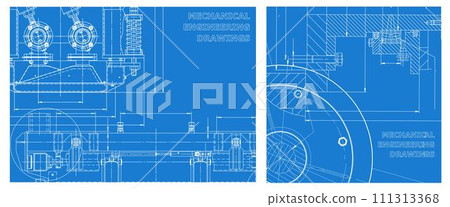 Engineering illustration set. Cover, flyer, banner, background 111313368