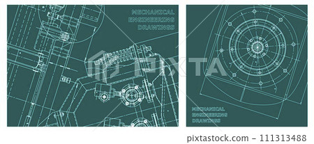 Engineering illustration set. Cover, flyer, banner, background 111313488