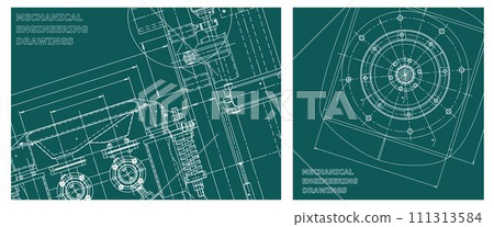 Engineering illustration set. Cover, flyer, banner, background 111313584