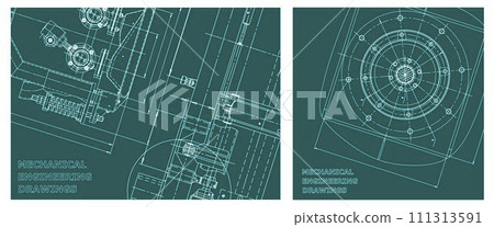 Engineering illustration set. Cover, flyer, banner, background 111313591