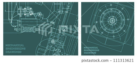 Engineering illustration set. Cover, flyer, banner, background 111313621