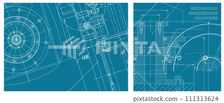 Engineering illustration set. Cover, flyer, banner, background 111313624