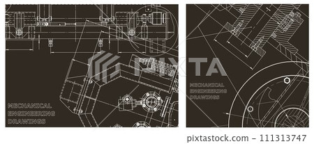 Engineering illustration set. Cover, flyer, banner, background 111313747