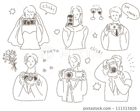 拿相機的人（新娘、新郎、嘉賓、儀式人員、攝影師）、畫線 111313826