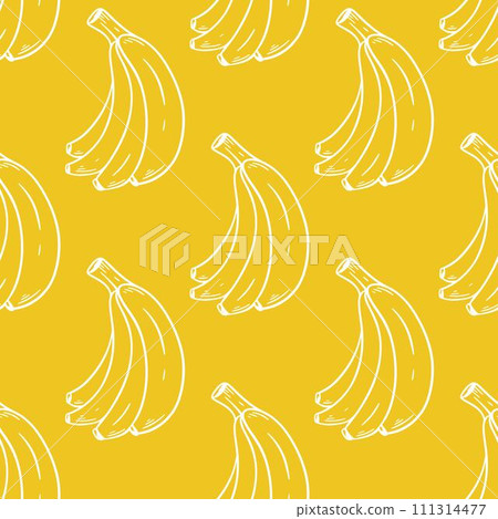 White contour bananas on yellow background White contour bananas on yellow background 111314477