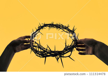 Hands holding crown of thorns Hands holding crown of thorns 111314478