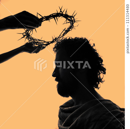 Jesus Christ Portrait with crown of thorns 111314480