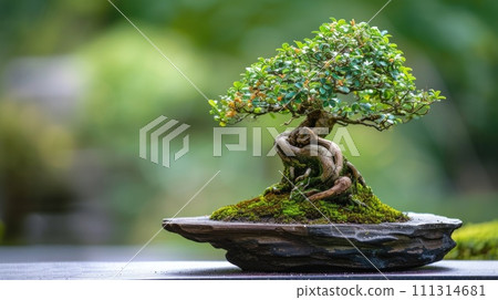 Serene Bonsai on Rocky Base in Daylight Serene Bonsai on Rocky Base in Daylight 111314681