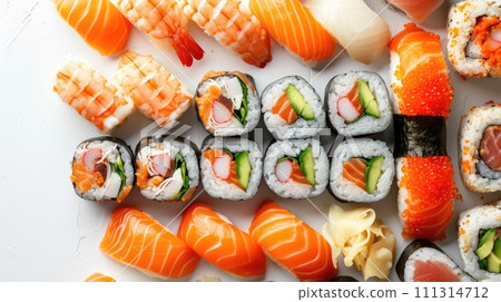 Close-up Assorted Sushi and Maki Rolls Close-up Assorted Sushi and Maki Rolls 111314712