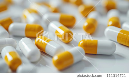 Close-up of Capsules in White and Yellow 111314721