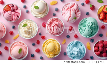 Colorful Assorted Ice Cream Selection 111314746