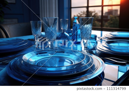 A set of blue glassware A set of blue glassware 111314799