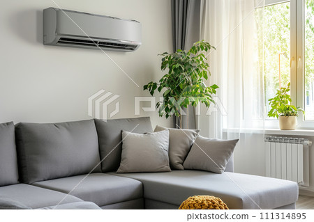 Cozy Corner with AC and Green Plant 111314895