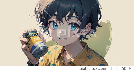 child with can of juice 111315069