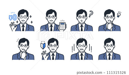 Manager's facial expression icon illustration set material Manager's facial expression icon illustration set material 111315326