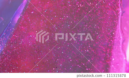 Glitter gel drip fluid spill pink sparkling paint 111315878