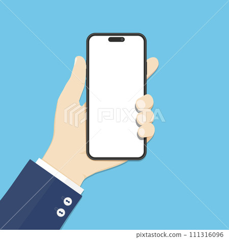Hand holding cellphone flat vector illustration Hand holding cellphone flat vector illustration 111316096