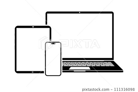 Responsive design laptop, tablet and smartphone screen icon Responsive design laptop, tablet and smartphone screen icon 111316098