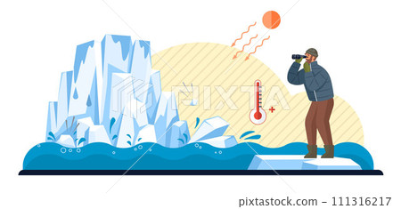 Glaciers vector illustration. The Antarctic wilderness, with its glacial vastness, is cathedral ice Snow-capped peaks and glaciers create picture-perfect wintry panorama Glaciers metaphorically echo 111316217