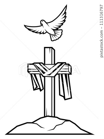 Happy Easter greeting card. Background with religious symbol. 111316797