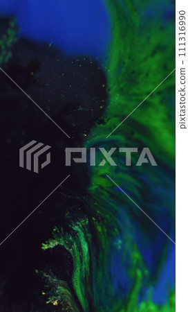 Paint splash ink spill green blue glitter fluid 111316990